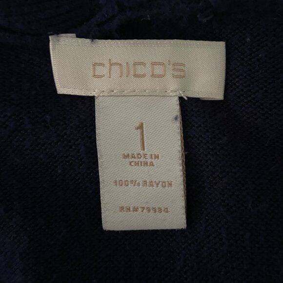 Chico's Women's Navy Sweater Size 1 Medium US xx8 Open Front Drape Lightweight - Picture 8 of 9
